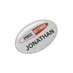 100 badges magnétiques ovales 65mm x 45 mm