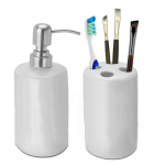 Distributeur à savon & Porte brosses à dents en céramique