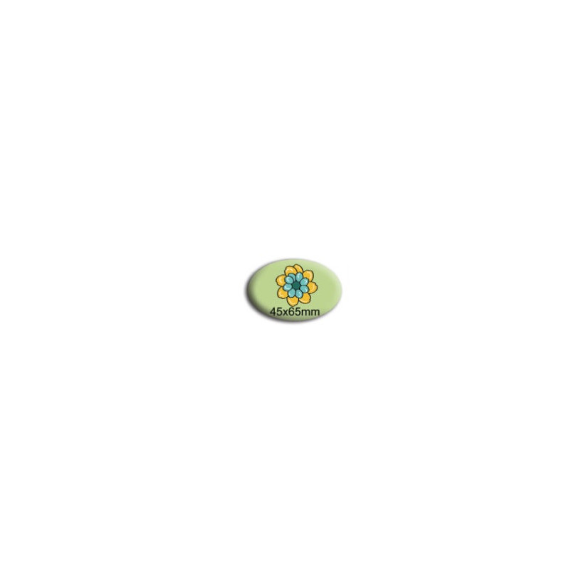 100 badges magnétiques ovales 65mm x 45 mm