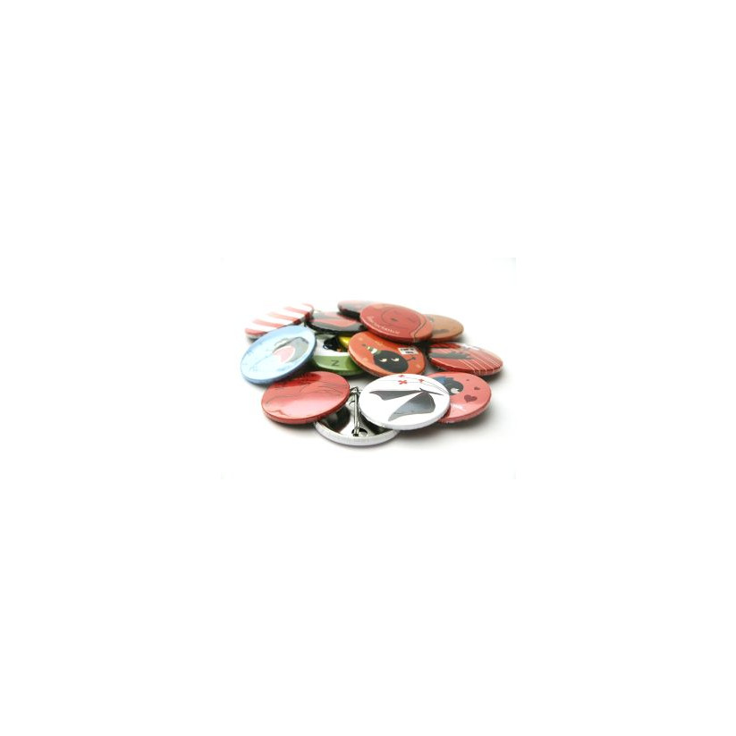 100 badges vierges 50mm avec épingle