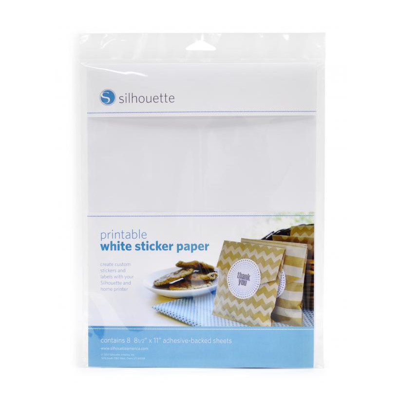 8 feuilles blanches adhésives imprimables