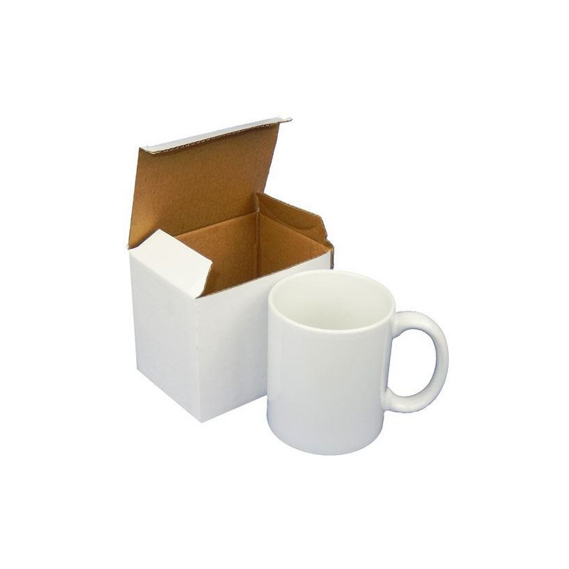 36 Mugs Blancs en céramique + boites individuelles 