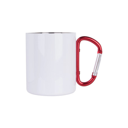 Mug Métal Blanc Anse Mousqueton rouge 300 ml - ZEPHYR