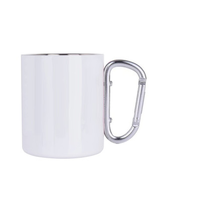 Mug Métal Blanc avec Anse Mousqueton Argent 300 ml - ZEPHYR