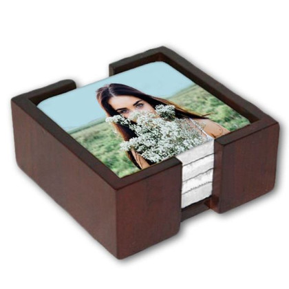 Support Carré en Bois pour sous-verres