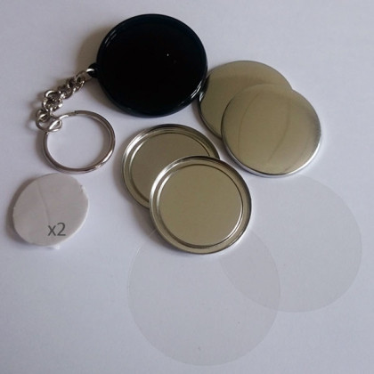500 badges porte-cles deux faces plastique 25 mm