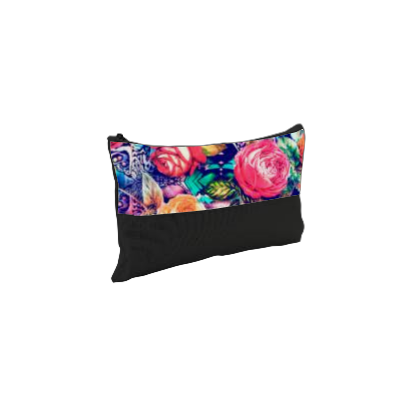 Trousse Cosmétique Noire Coton avec Bande Polyester Sublimable 