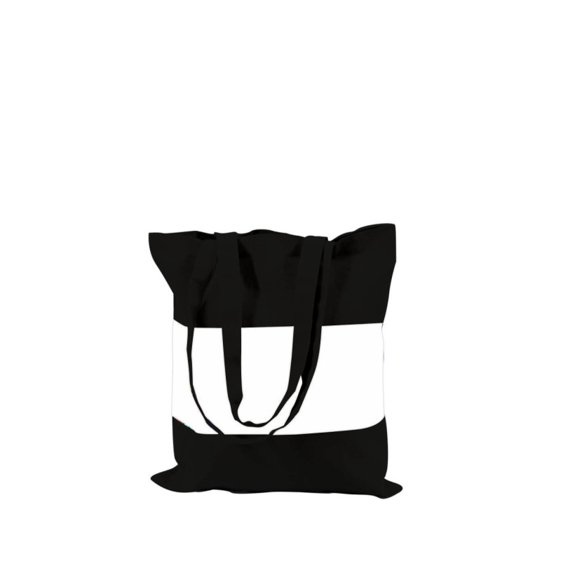 Sac Coton Noir avec bande blanche sublimable