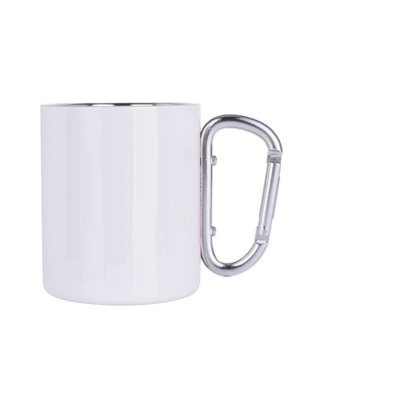 Mug Métal Blanc Anse Mousqueton Argent