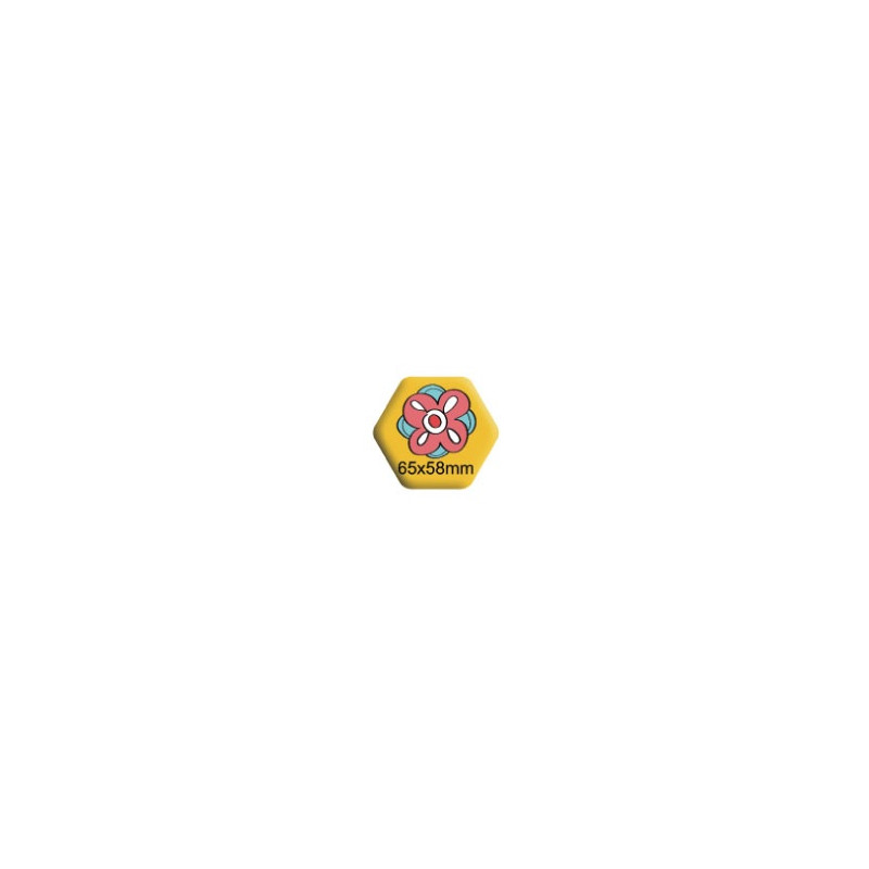 100 badges épingles héxagonales 65mm x 58mm