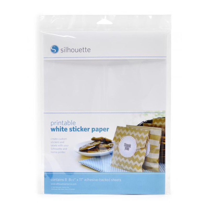 8 feuilles blanches adhésives imprimables