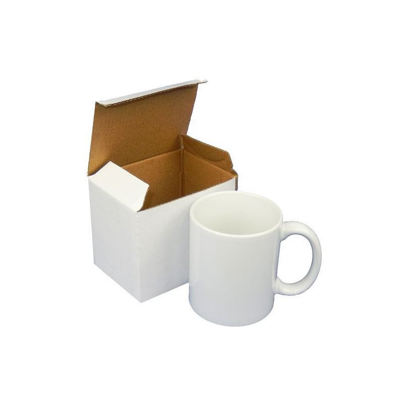 36 Mugs Blancs en céramique + boites individuelles 